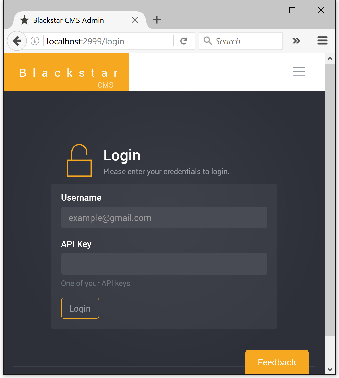 Login page